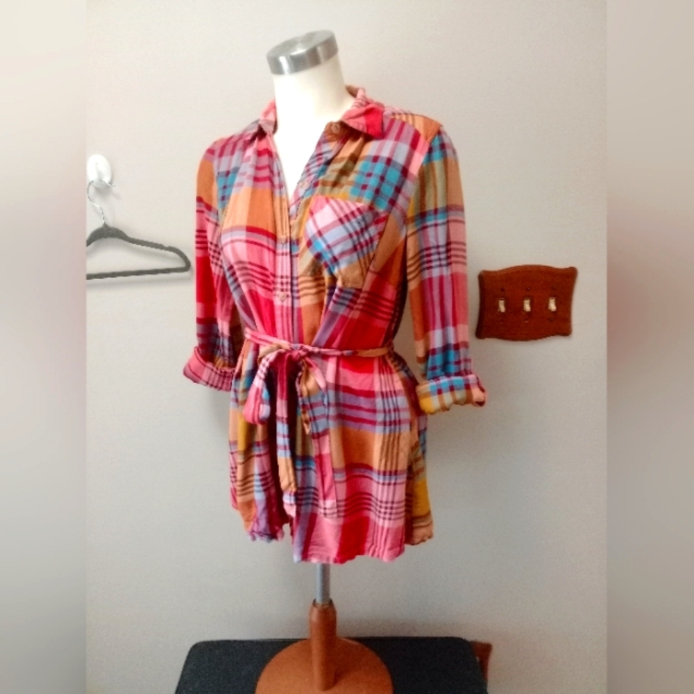 Plaid Multicolor Tunic Top